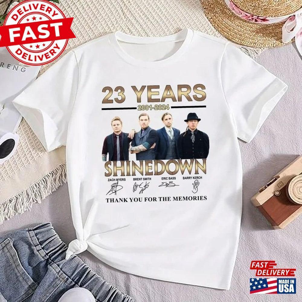Shinedown 23 Years Signatures T-Shirt Rock Band Tour  Shirt